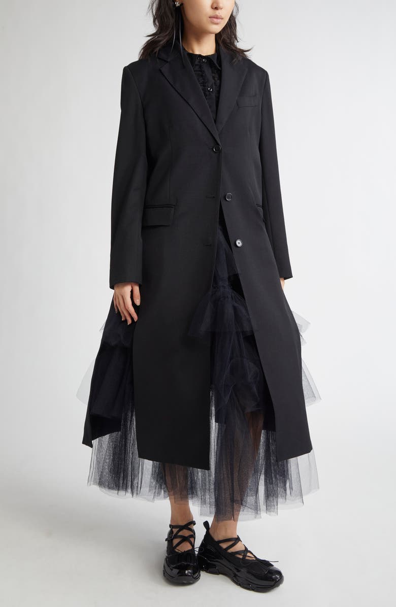 Simone Rocha Cutout Bow Detail Worsted Coat, Alternate, color, 