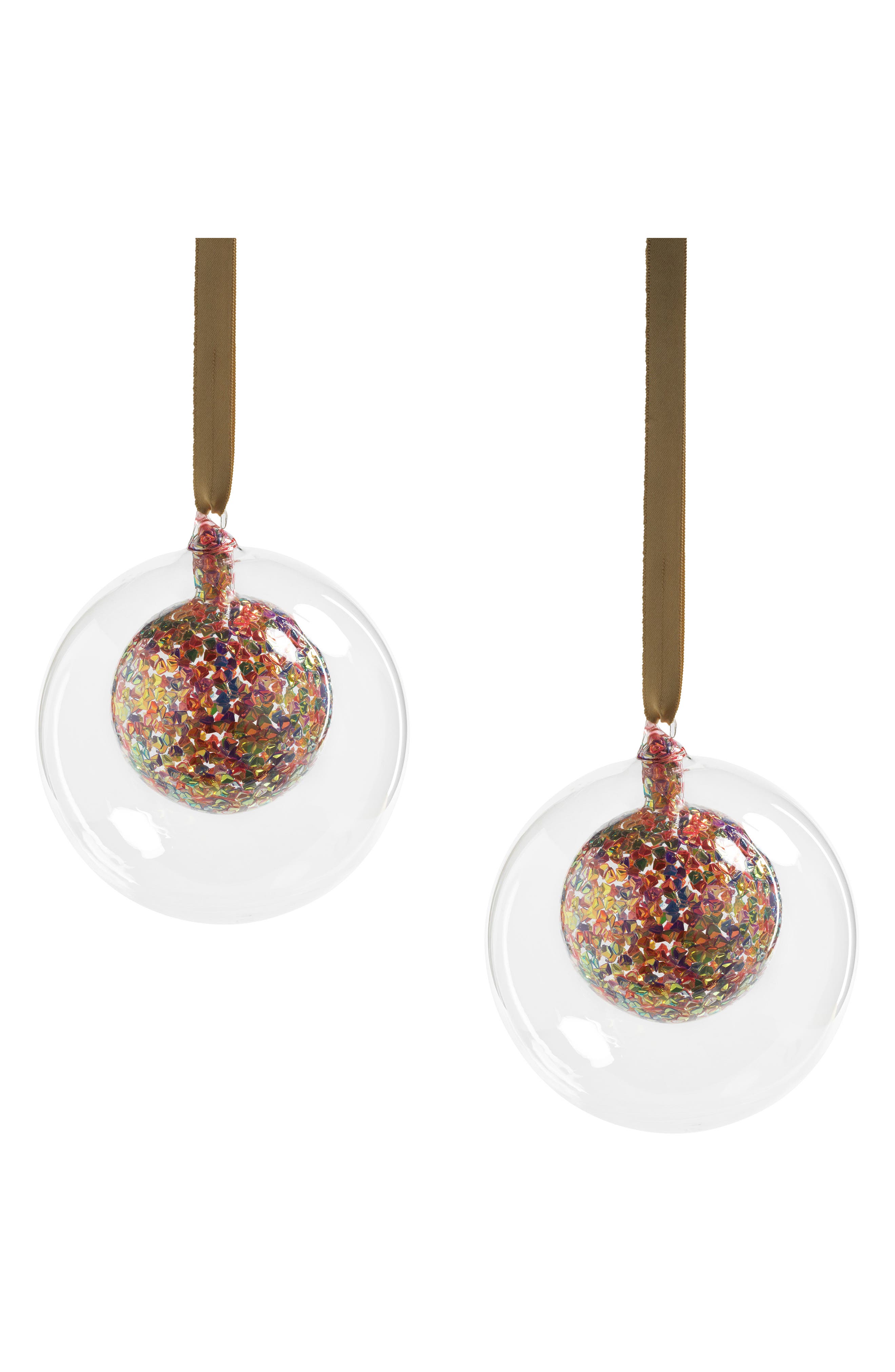 Zodax Pentagon Set of 2 Glass Ornaments