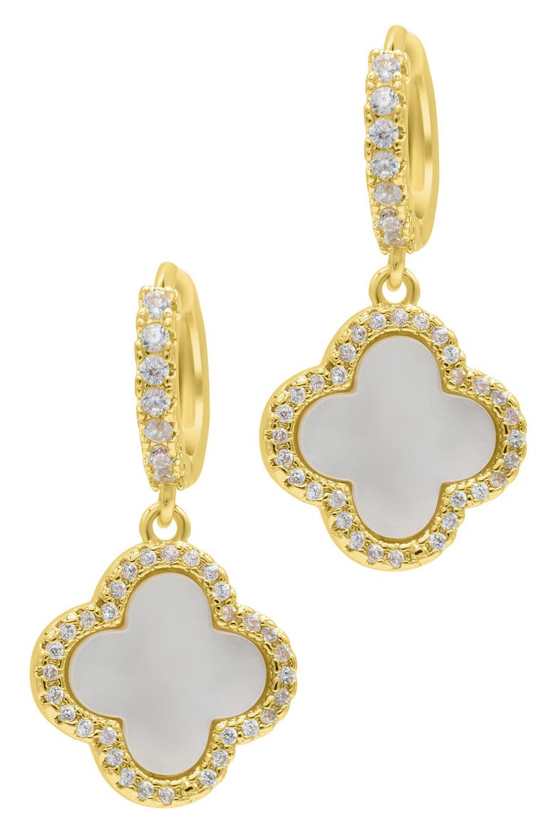 Clover Drop Earrings & Station Necklace Set, Alternate, color, GOLD