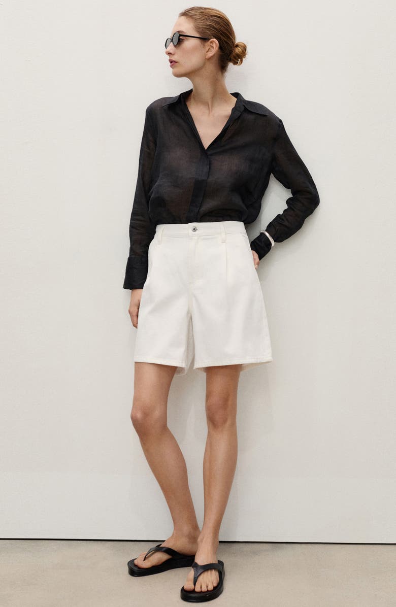 MANGO Dart Bermuda Denim Shorts, Alternate, color, Off White