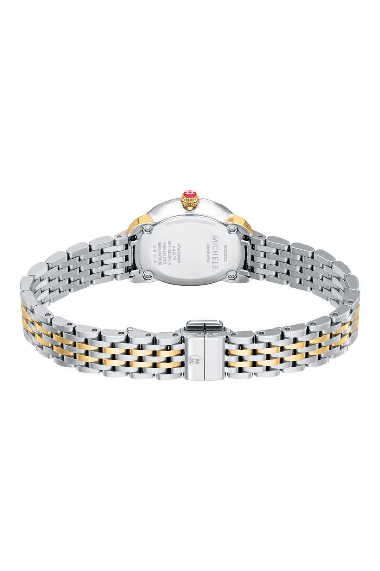 Serein Oval Diamond & Mother-of-Pearl Bracelet Watch, 24mm x 27mm, Alternate, color, TWO-TONE