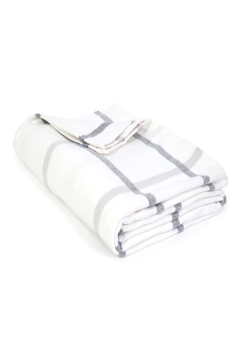 Copenhagen Windowpane Check Cotton Blanket, Main, color, WHITE/GREY
