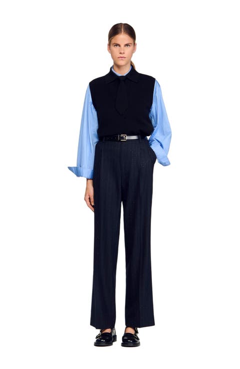 Detachable Tie-Neck Sweater