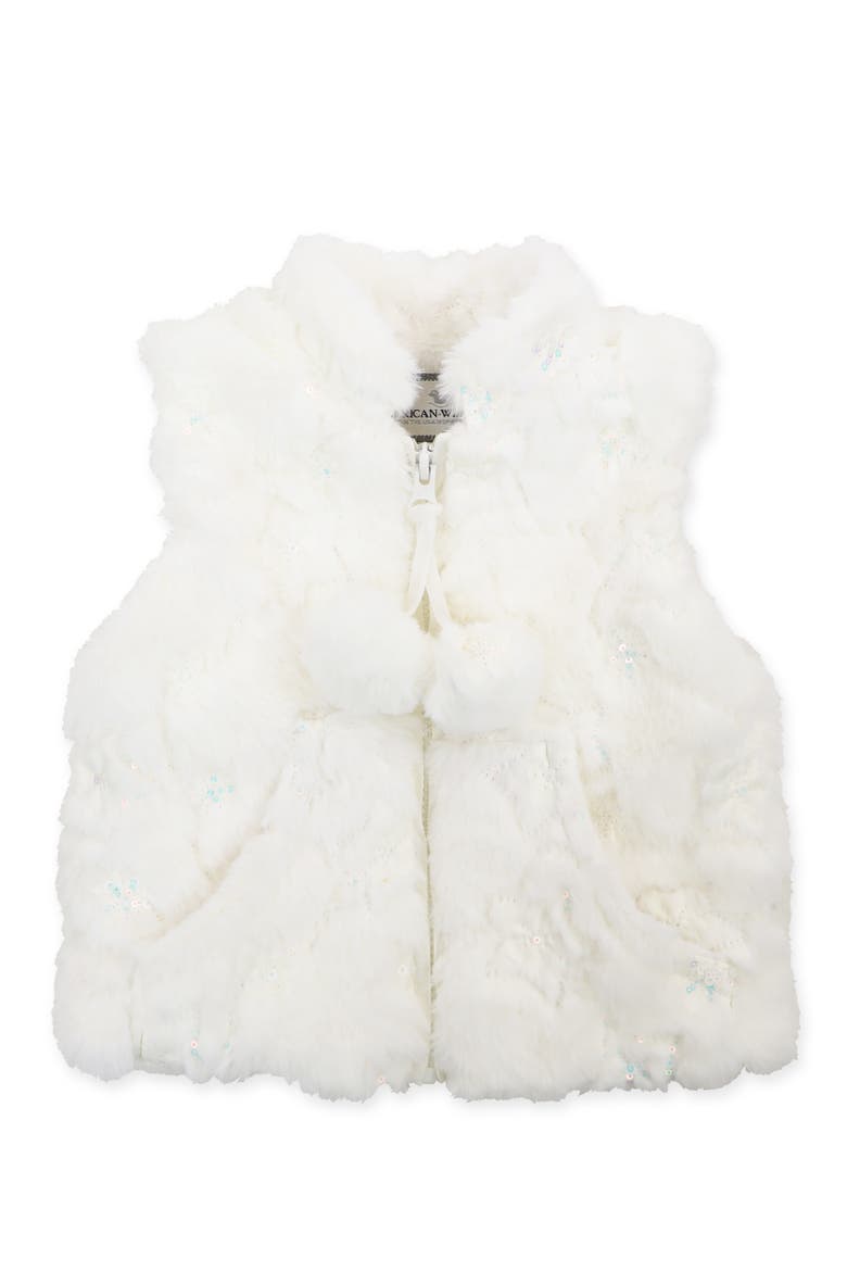 Faux Fur Zip Front Vest, Main, color, Sparkle Star