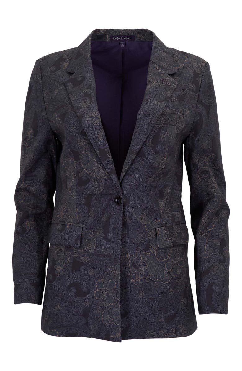 Lords of Harlech Paisley Explosion Womens Tailored Blazer, Alternate, color, Paisley Explosion Black