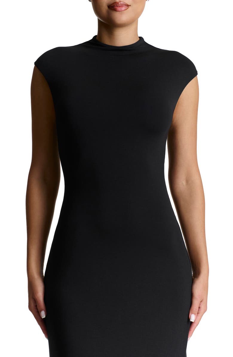 Naked Wardrobe Mock Neck Cap Sleeve Dress, Alternate, color, 