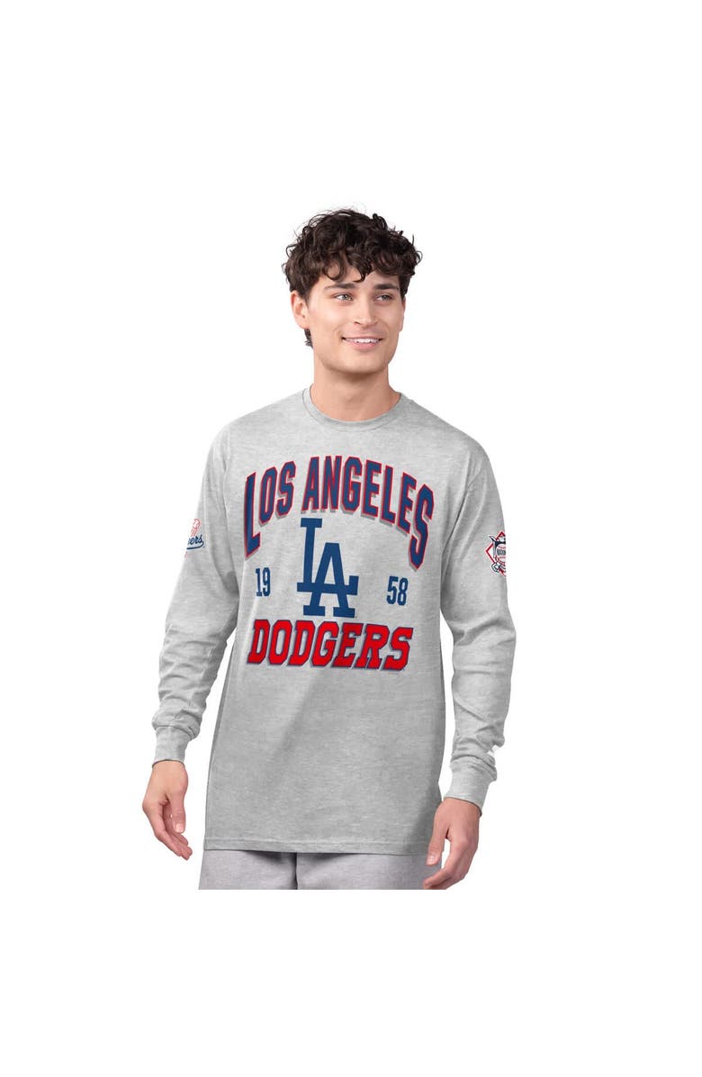 STARTER Men's Starter Heather Gray/Royal Los Angeles Dodgers Two-Pack Long Sleeve & Short Sleeve T-Shirt Set, Alternate, color, Royal