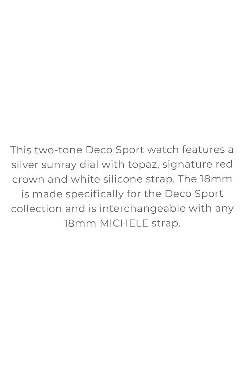 MICHELE Deco Sport Diamond Chronograph Silicone Strap Watch, 34mm, Alternate, color, Two-Tone