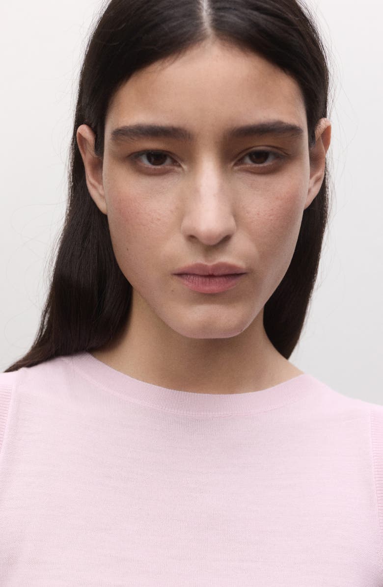 MANGO Lorito Sleeveless Rib Trim Wool Sweater, Alternate, color, Pink