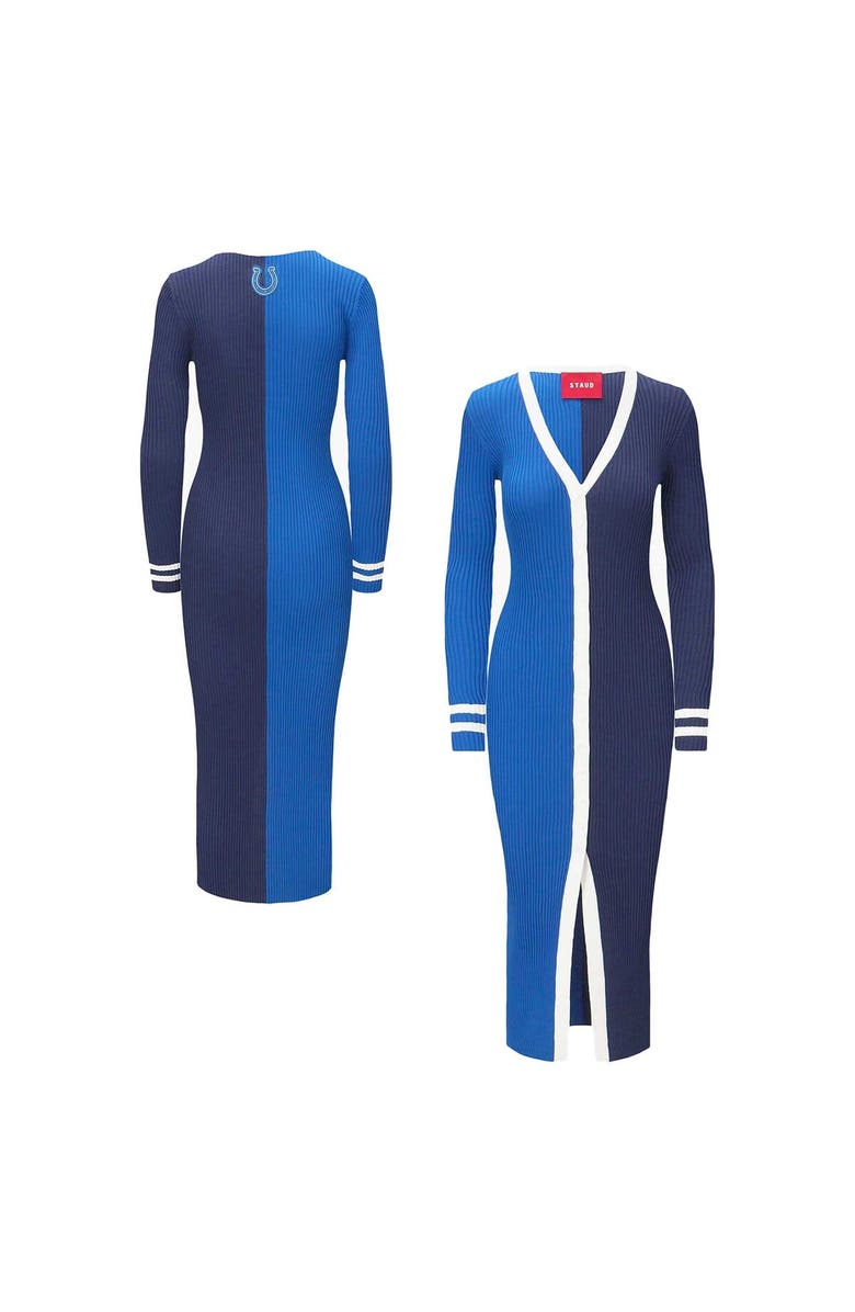 STAUD Women's STAUD Royal/Navy Indianapolis Colts Shoko Knit Button-Up Sweater Dress, Main, color, 