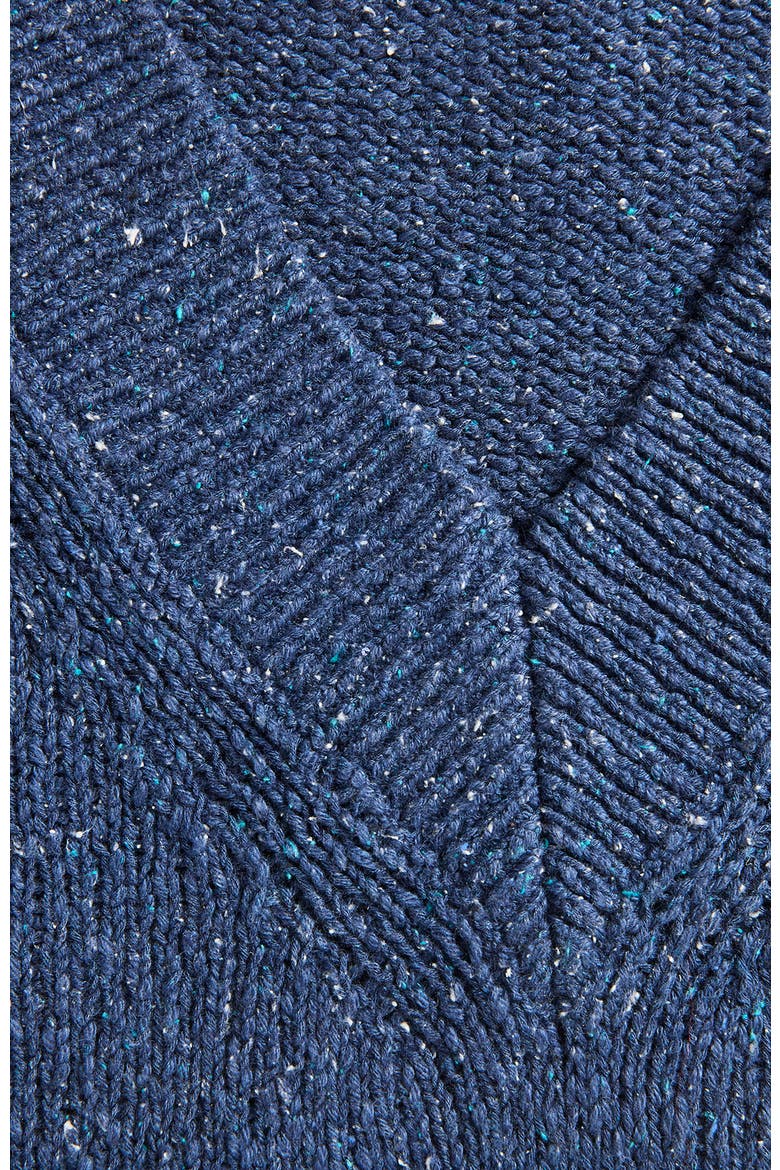 Cotton Blend Flecked V-Neck Sweater, Alternate, color, Mid Blue