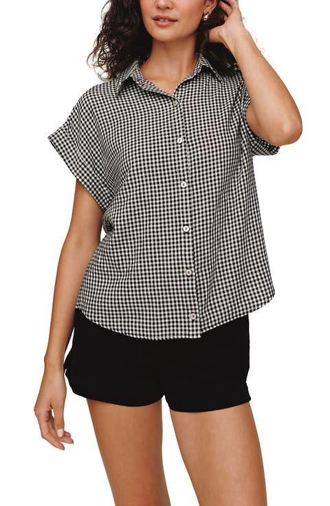 Gingham Short Sleeve Button-Up Shirt