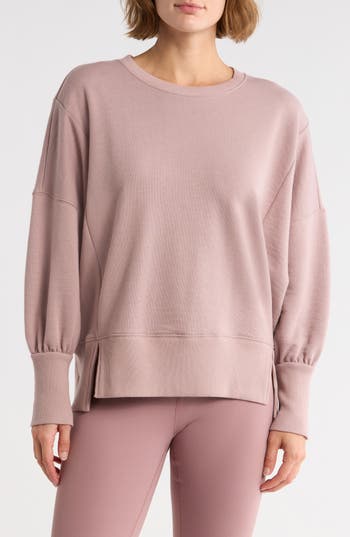 Z By Zella Wind Down Terry Volume Crewneck Sweatshirt In Pink