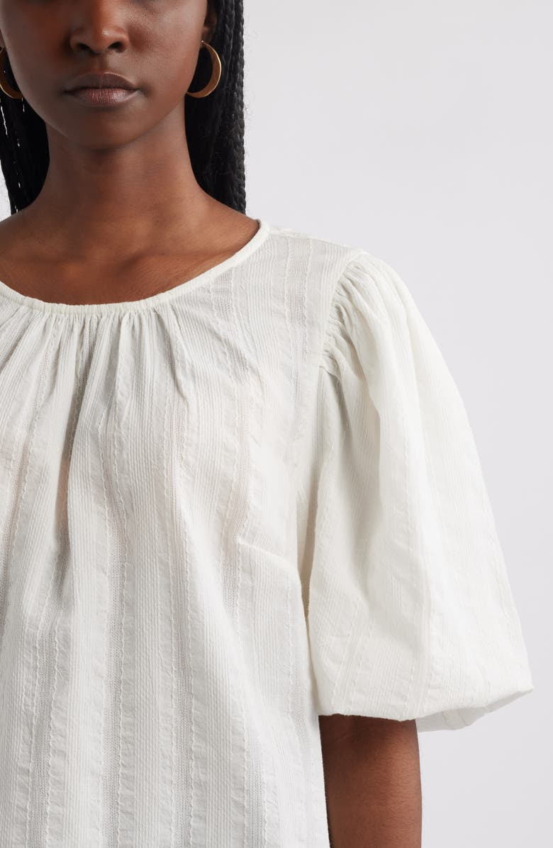 Treasure & Bond Bubble Sleeve Cotton Dobby Top, Alternate, color, Ivory Egret