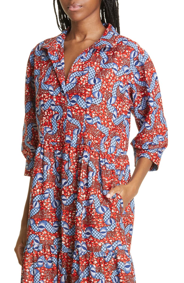 The Oula Company Spread Collar Cotton Maxi Dress, Alternate, color,