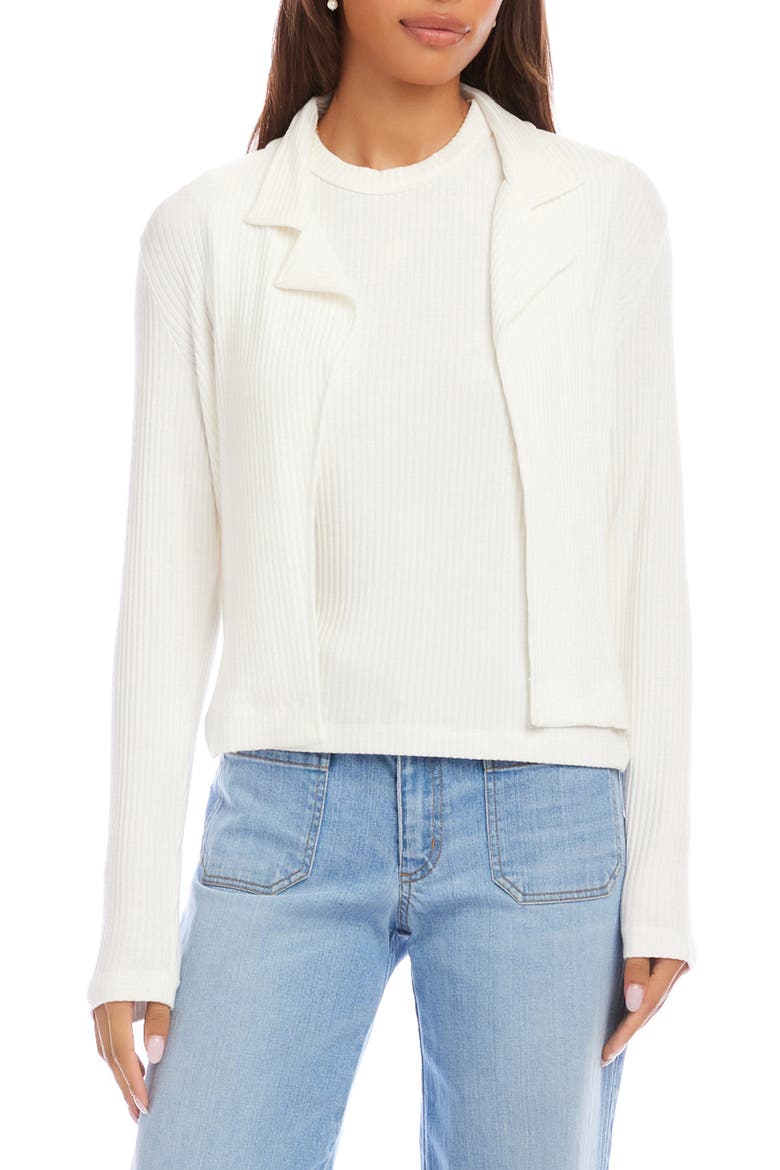 Notch Lapel Rib Jacket, Main, color, WHITE