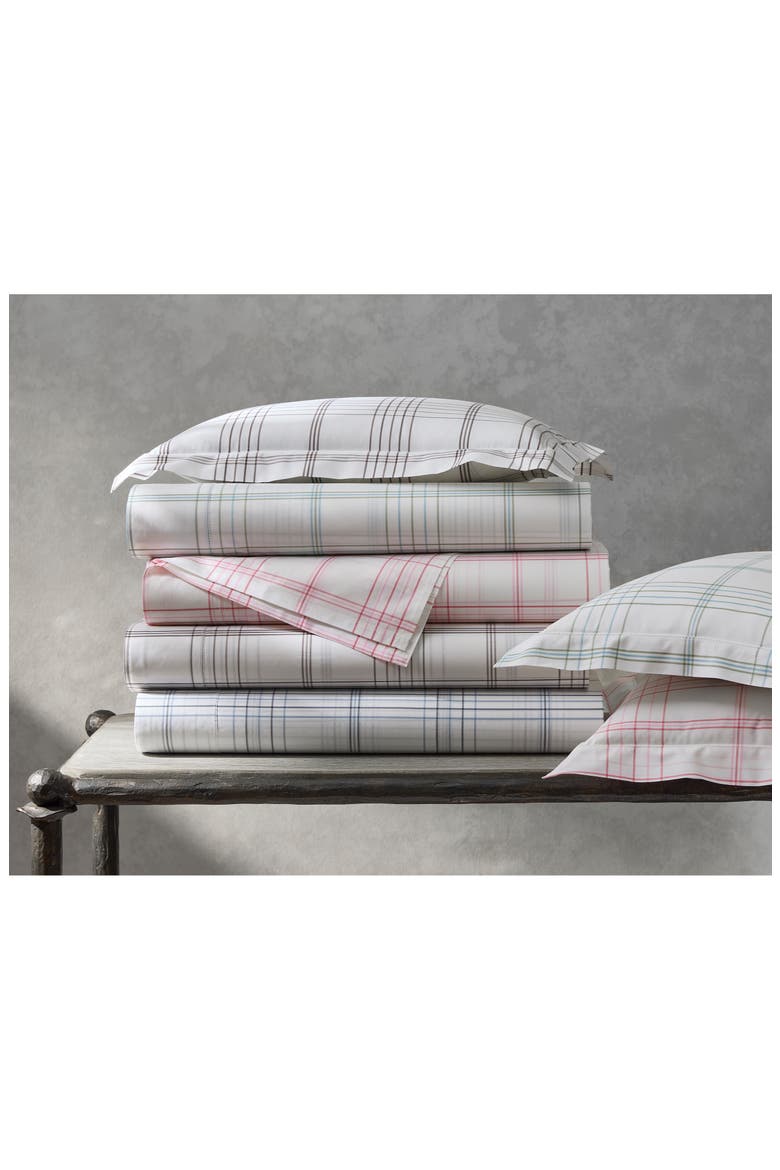 August Plaid 500 Thread Count Flat Sheet, Alternate, color, SEA