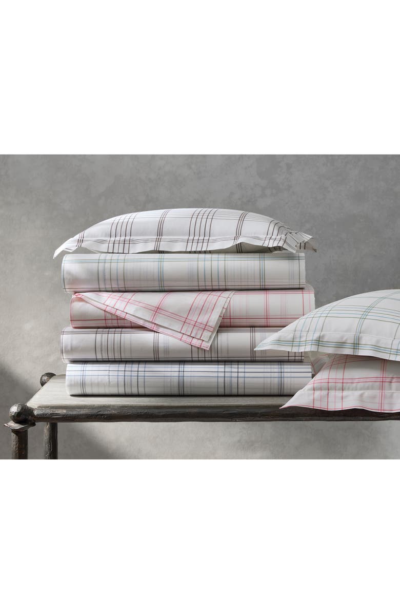 Matouk August Plaid 500 Thread Count Flat Sheet, Alternate, color, Sable