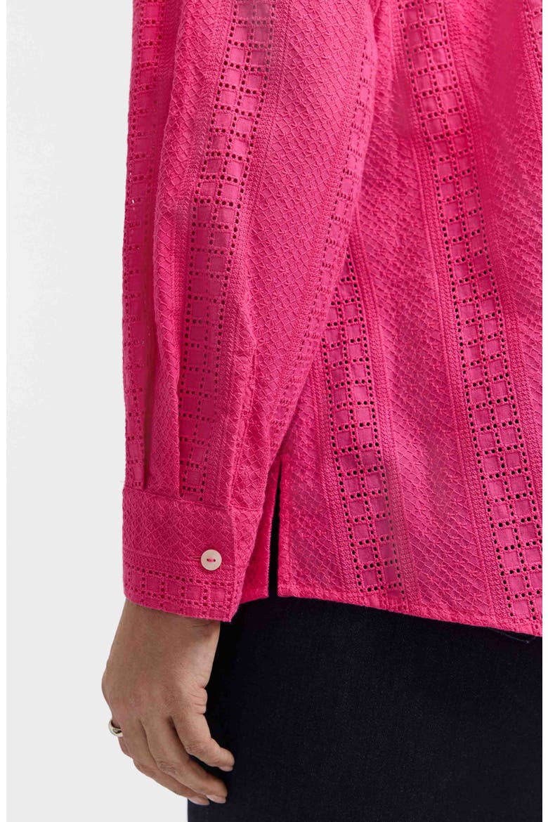 Zoey Mixed Stitch Cotton Button-Up Shirt, Alternate, color, PINK FLAMBE