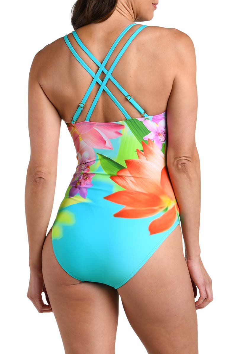 La Blanca Sunset Botanica Strappy Underwire One-Piece Swimsuit, Alternate, color,
