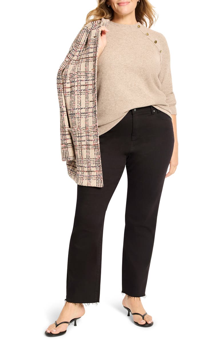 NIC+ZOE Thermal Knit Button Top, Alternate, color, Walnut