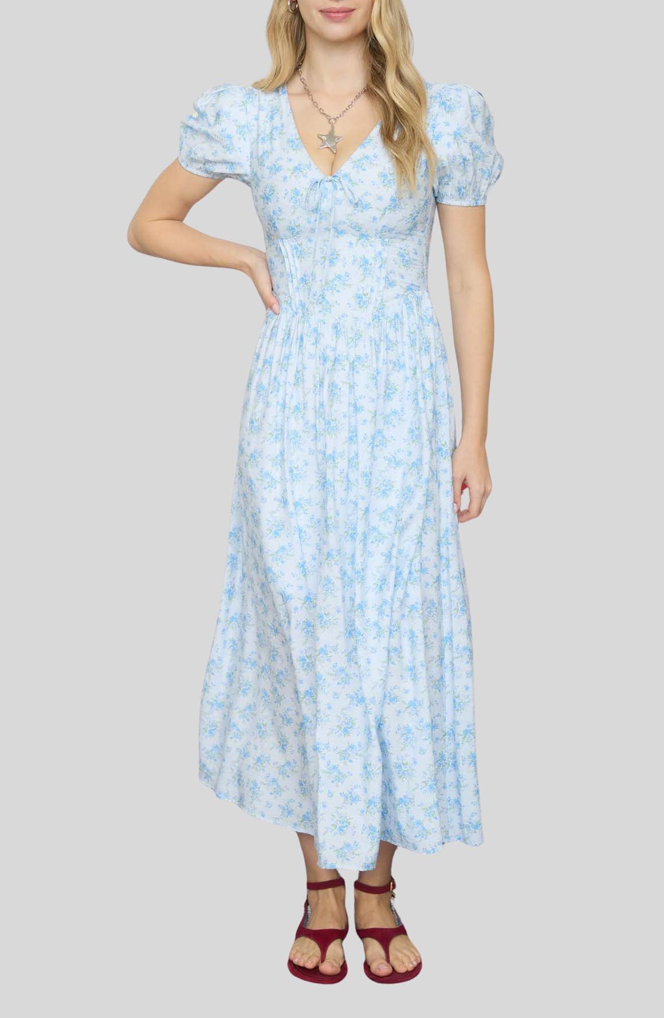 Blu Pepper Floral Print Midi Dress