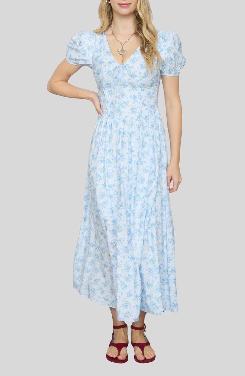 Blu Pepper Floral Print Midi Dress, Main, color, Blue Multi