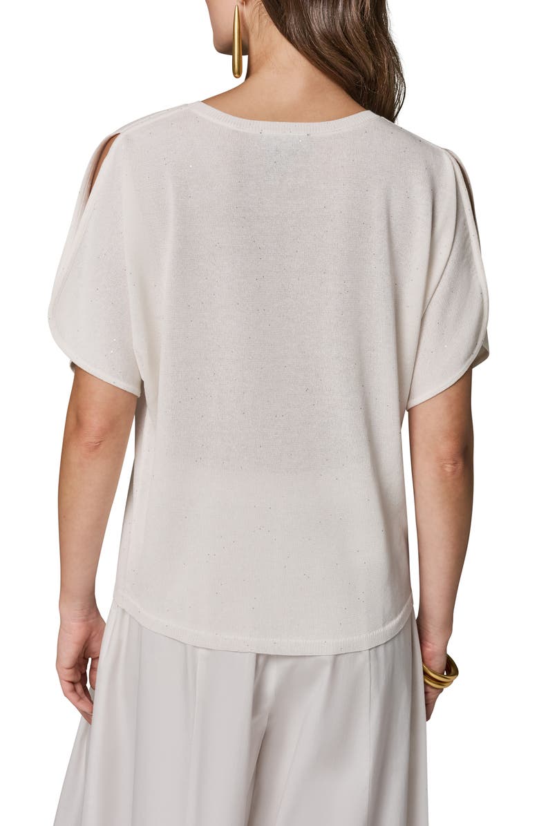 Donna Karan New York Slit Short Sleeve Sweater, Alternate, color, Cream