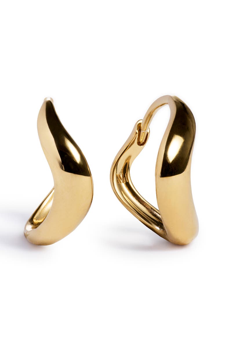 Monica Vinader Swirl Huggie Hoop Earrings, Main, color, 18K Gold Vermeil