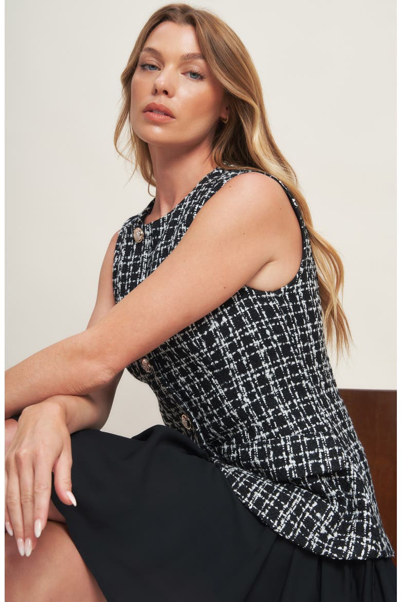 Tweed Minidress, Alternate, color, BLACK