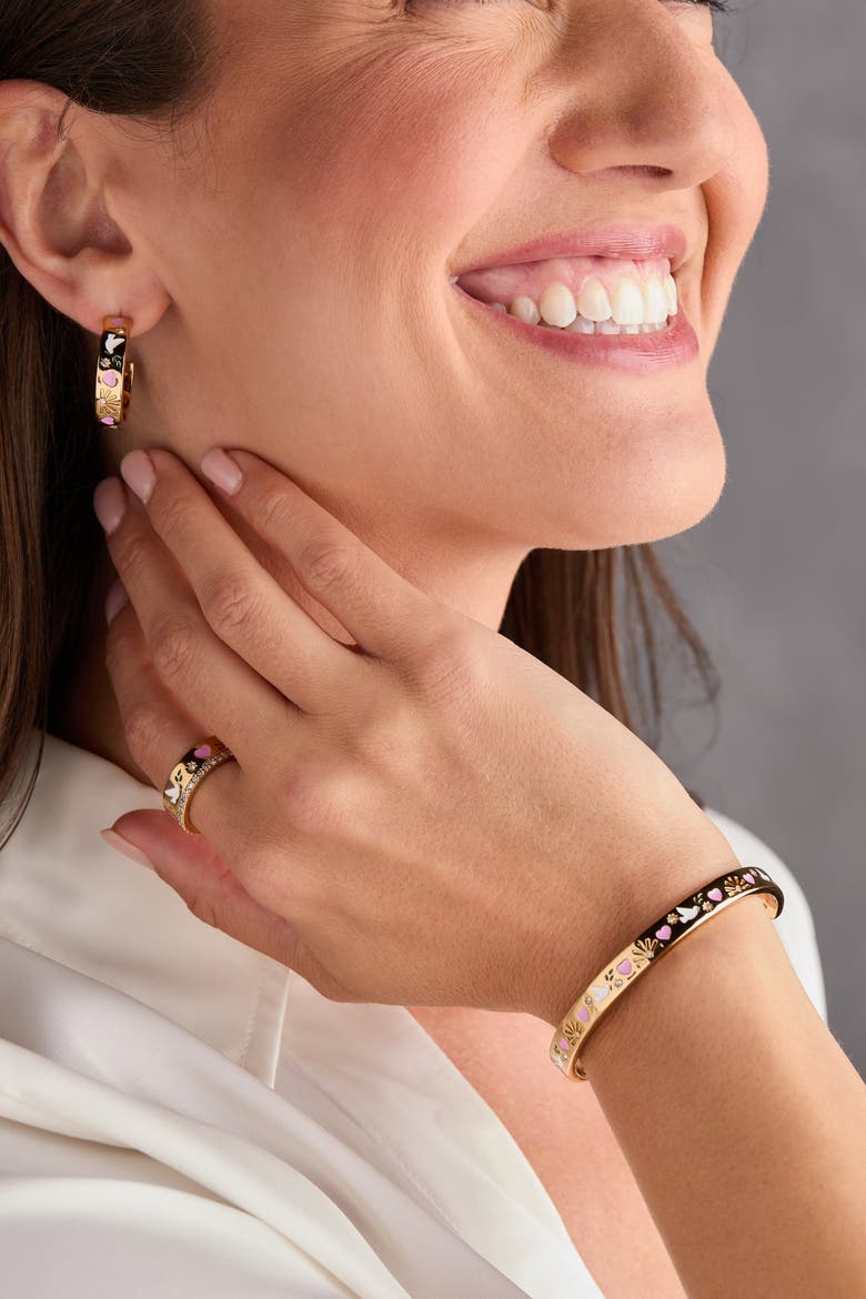 'Pray, Wait and Trust' Hoop Earrings, Alternate, color, Gold