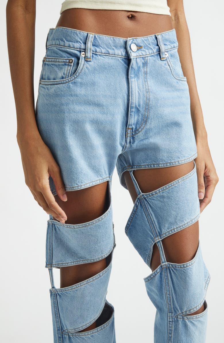 Coperni Spiral Straight Cut Jeans, Alternate, color, Blue Light Blue