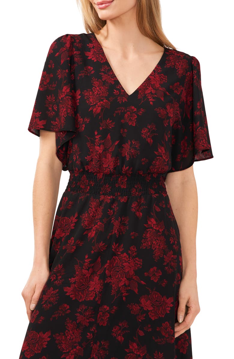 CeCe Floral Smocked Waist Maxi Dress, Alternate, color, 