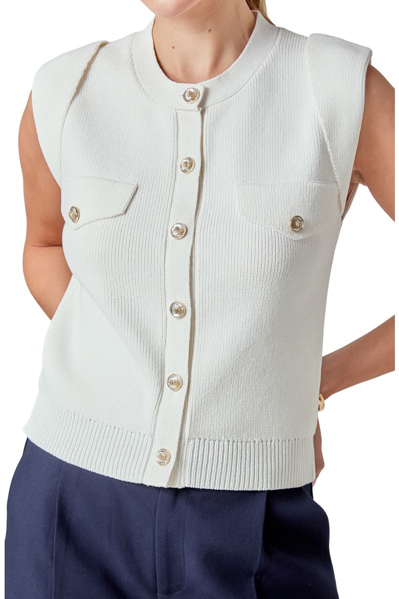 Button Sweater Vest, Alternate, color, CREAM