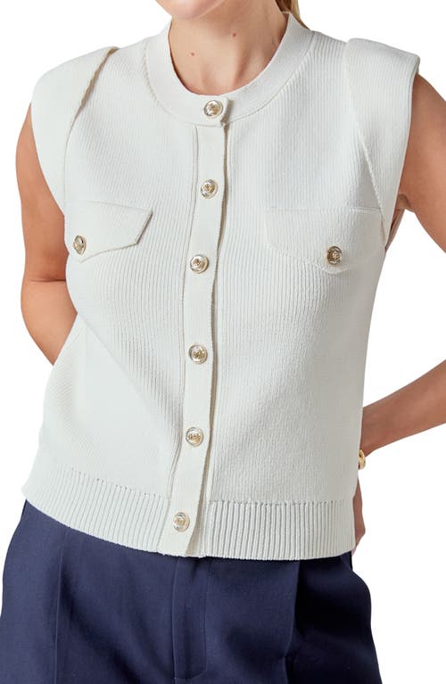 Endless Rose Button Sweater Vest In White