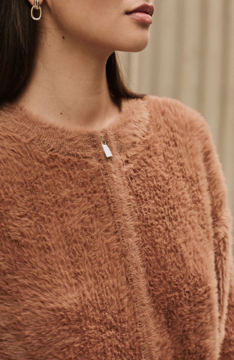 NEXT Zip Bomber Cardigan, Alternate, color, Brown