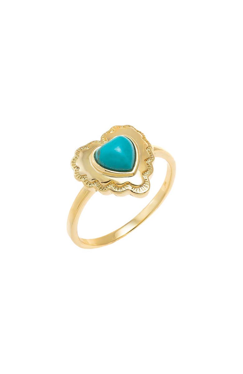BY ADINA EDEN Turquoise Heart Shield Ring, Main, color, Turquoise