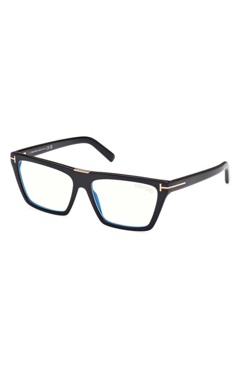TOM FORD 57mm Square Blue Light Blocking Glasses, Alternate, color,