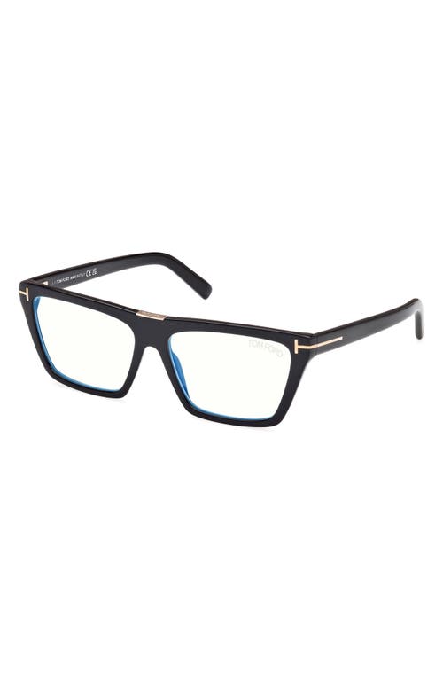 Tom Ford 57mm Square Blue Light Blocking Glasses In Black