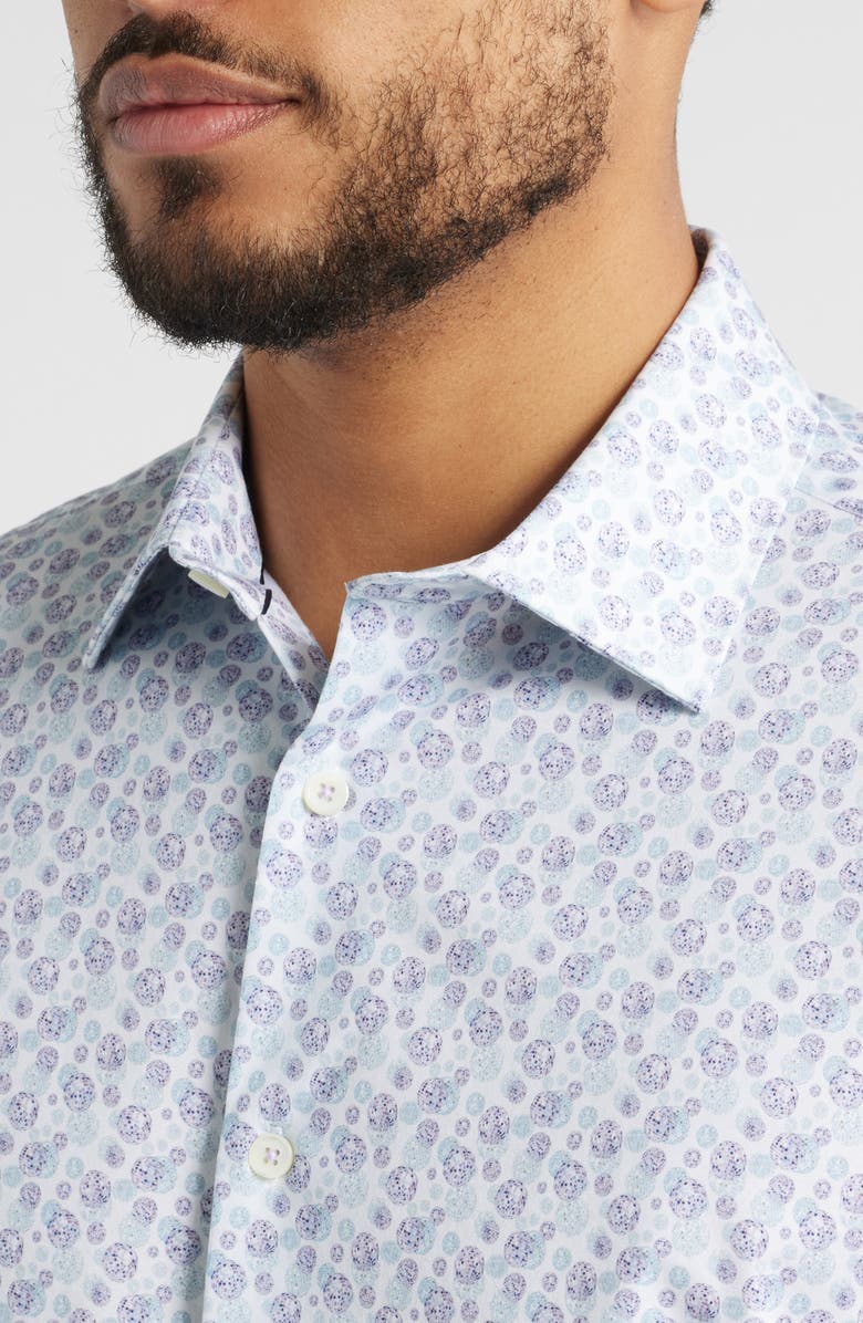 Bugatchi James OoohCotton<sup>®</sup> Disco Ball Print Button-Up Shirt, Alternate, color, Plum