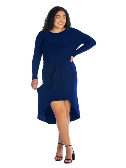 Long Sleeve Dressy Tulip Skirt Knee Length Dress