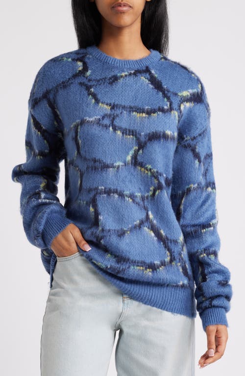 Iets Frans Fluffy Brushed Jacquard Sweater in Blue 