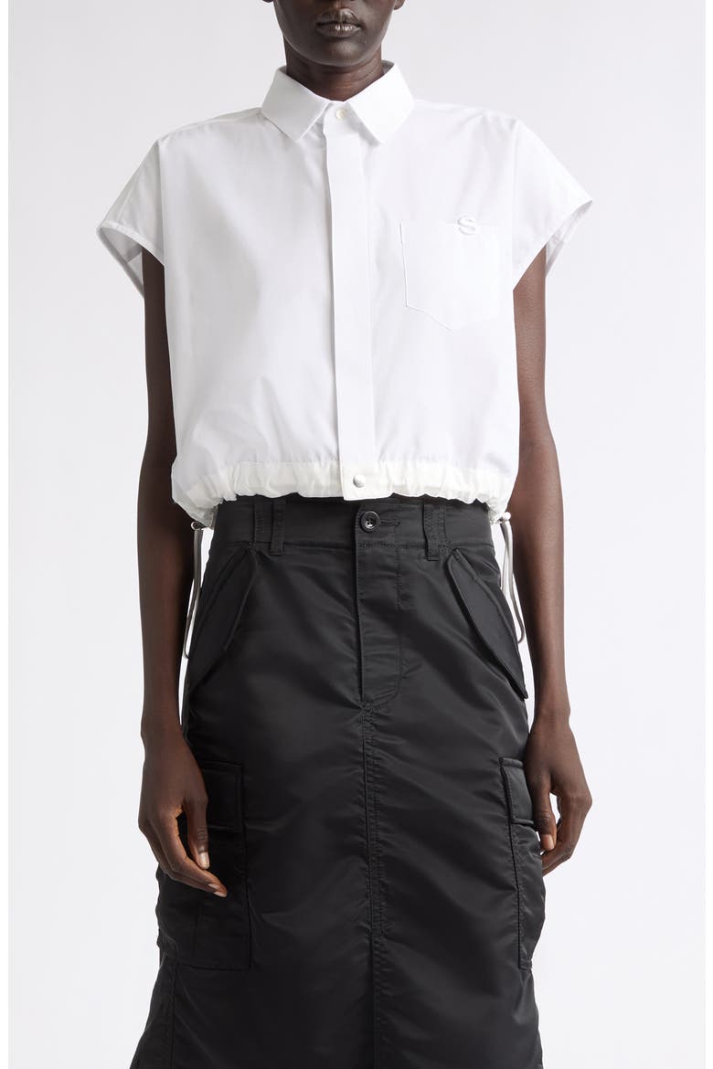 Crop Poplin Shirt, Main, color, WHITE