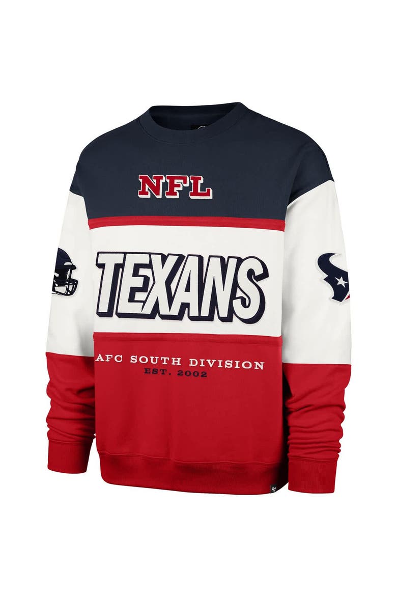 Men's '47 Navy/Red Houston Texans Breeze Maximalist Sweatshirt, Alternate, color, Navy