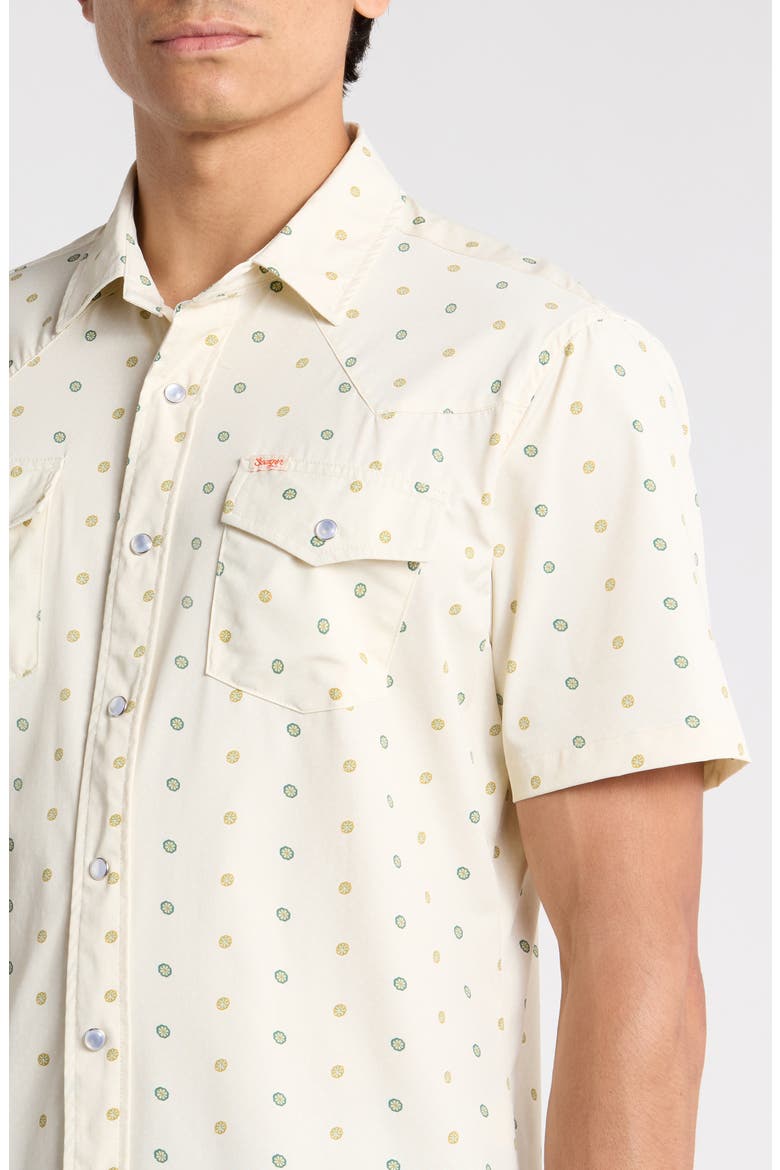 El Ranchero Neat Medallion Short Sleeve Stretch Snap-Up Western Shirt, Alternate, color, PEYOTE BUTTON
