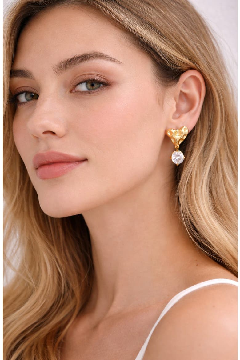 Catherine Heart Drop Earrings, Alternate, color, GOLD
