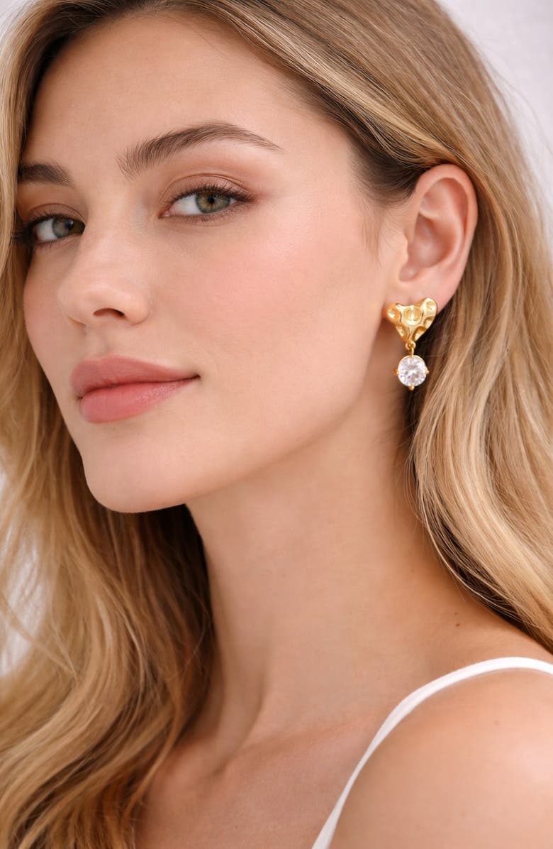EYE CANDY LOS ANGELES Catherine Heart Drop Earrings, Alternate, color, Gold