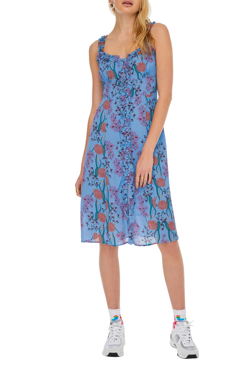 Blended A-Line Dress, Main, color, BLUEBELL FLORAL