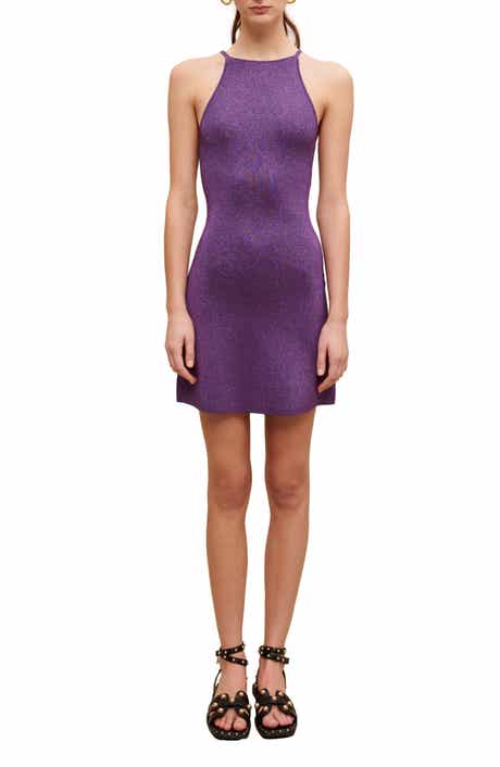 maje Rouliana Metallic Halter Neck Sweater Dress