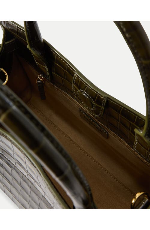 Veronica Beard Dash Croc Embossed Leather Top Handle Bag In Green